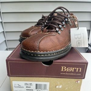Born Brown Leather Lace-up Oxford Casual Shoes